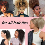 2 Pcs Adjust Satin Hair Tie, Satin Scrunchies for Women Girls, Adjustable Hair Ties for 4c Girlie Thick Curly Natural Hair, No Damage Hair Accessories for Afro Puff Loc Ponytails (black)