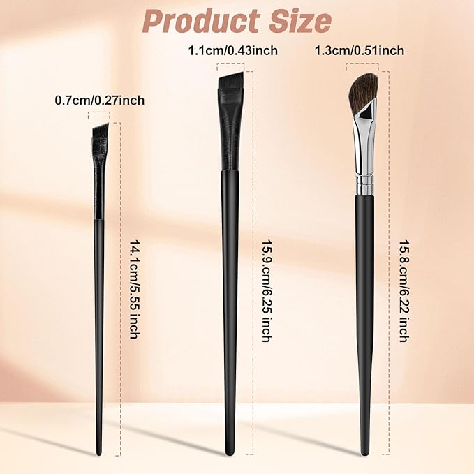 3 Pcs Eyeliner Brushes Set, Fine Angled Eyeliner Eyebrow Concealer Brushes, Upgraded Sickle Ultra Thin Extra thin Eyeliber Brush Slanted Flat Angle for Beauty Cosmetic Tool