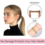 LuSeren 120 Pcs No Damage Hair Ties for Thick Hair, Large Soft Seamless Nylon Hair Elastics for Women, Ponytail Holders, Hair Accessories – Light Brown