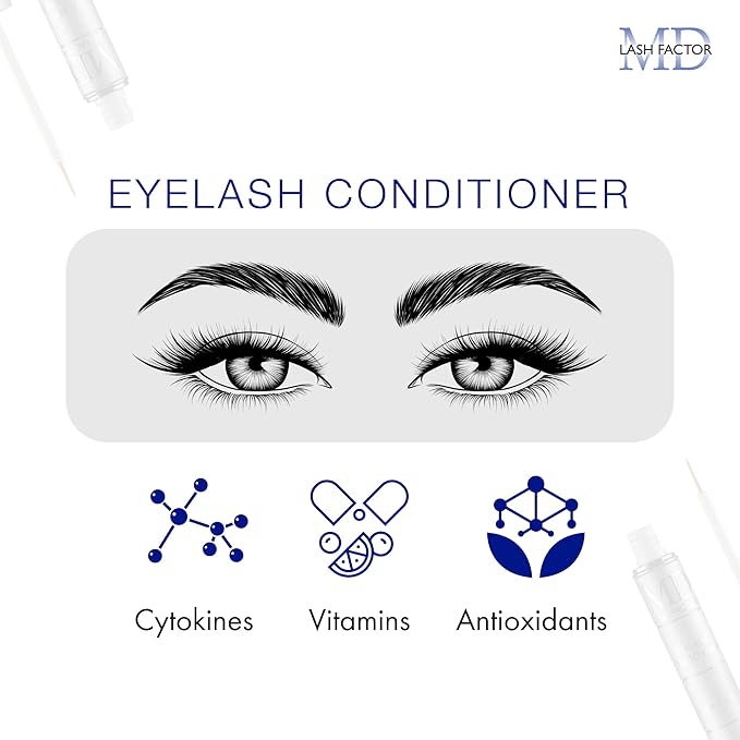 MD Lash Factor Eyelash Conditioner – 0.2 fl oz, 6-Month Supply – Peptide + Biotin Serum for Fuller, Thicker Lashes, Ophthalmologist-Tested