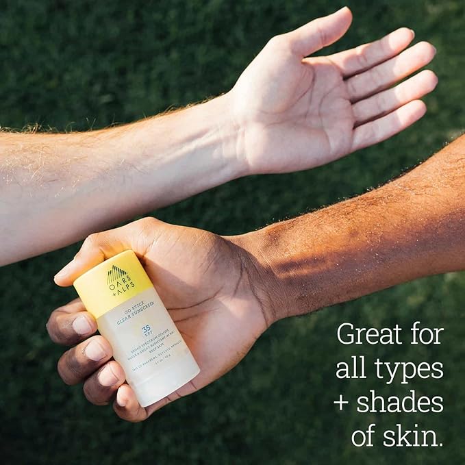 Oars + Alps Clear Face Sunscreen Stick, SPF 35 Travel Sunscreen Roll On for Face & Body, SPF Stick with Vitamin E & Antioxidants, Water & Sweat Resistant, All Skin Types, Moisturizing, 1.7oz, 1pk