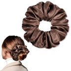 CEELGON Dark Brown Big Satin Scrunchie6.5 Inches Jumbo Scrunchies Silky Hair Ties Oversized Ponytail Holderfor Thick Curly Hair Extra Large Hair Accessories for Women (Espresso)