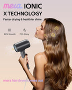 Professional Ionic Hair Dryer for Women with Magnetic Diffuser, mera ProMax, Fast Drying Ions Blow Dryer for Weight Lover, One Button Cooling Mode, cUL Certificate, High Speed Quiet Hair Blower