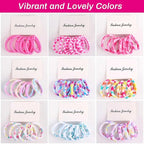 Anezus 54Pcs Hair Ties for Girls and Women, Nylon No Damage Elastics Hair Bands Ponytail Holders, Soft Hair Ties Hair Accessories for Thick Straight Curly Hair, Multi-colored A