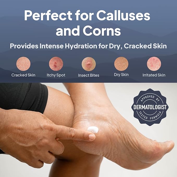 Pumice Valley Foot Cream for Dry Cracked Feet and Heels - Natural Moisturizer, Corn, Calluses Treatment - Skin, Body Lotion, Dead Sea Salts, Shilajit, Mountain Herbs 1.7 Oz