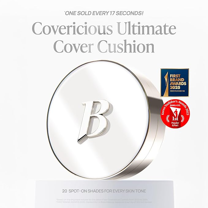 BANILA CO Covericious Ultimate Cover Cushion | Up to 100HR Long-Wear Foundation | 20 Shades for All Skin Tones | Matte & Lightweight Finish | Korean Cushion Foundation (14g / 0.49 oz), 19C LIGHT