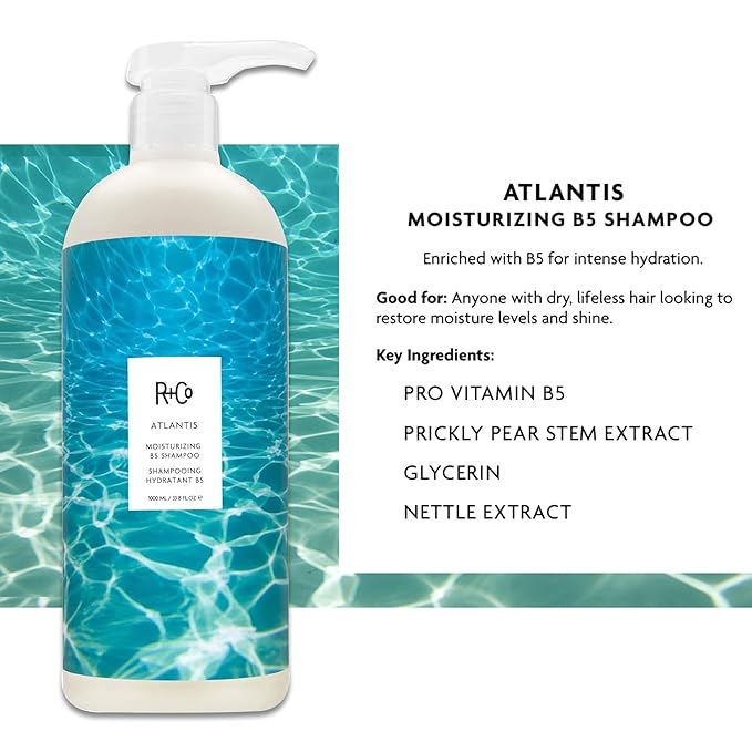 R+Co Atlantis Moisturizing B5 Shampoo & Conditioner Set | Deep Hydration & Repair for Dry Hair | Vegan + Cruelty-Free | 33.8oz (Pack of 2)