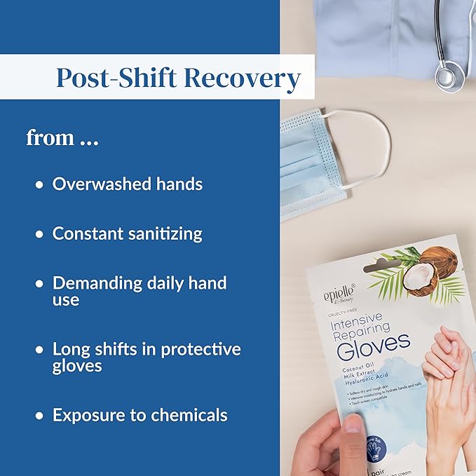 Epielle Intensive Repairing Hand Mask 6 Pairs, Deep Moisturizing Gloves for Dry, Cracked Hands, Self Care Gifts for Women, Spa Kit, Stocking Stuffers, Thanksgiving Essentials