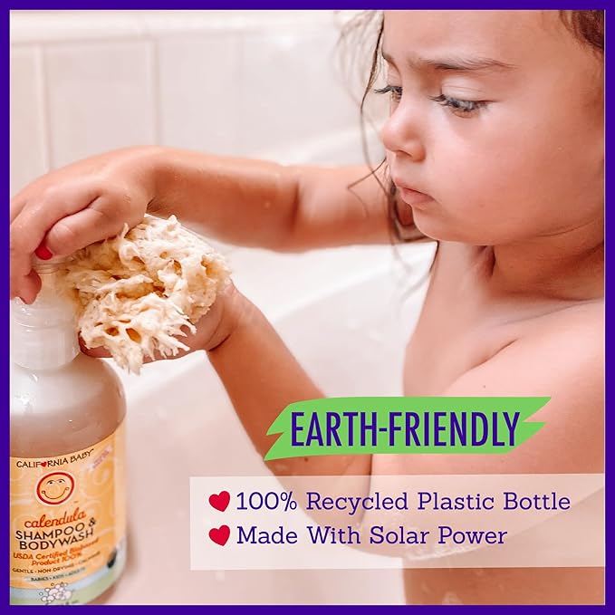 California Baby Calendula Baby Shampoo + Baby Wash | 100% Plant-Based | Soothing Lavender Body Wash | Sensitive Skin | Hypoallergenic | 19 oz (2-Pack)