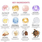 Rose Facial Skin Care Set, 33 Pcs Bath & Body Spa Basket for Women, Beauty Care Kit, Sheet Mask, Makeup Bag, Face Serum, Bath Bomb, Perfume, Christmas, Mother Day, Valentine's, Birthday, Baby Shower