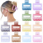 2 Inch Medium Hair Claw Clips 12 Pcs Square Hair Clips for Thin Hair Matte Nonslip Acrylic Banana Jaw Clips Bulk Hair Accessories for women and Girls- Ice Cream