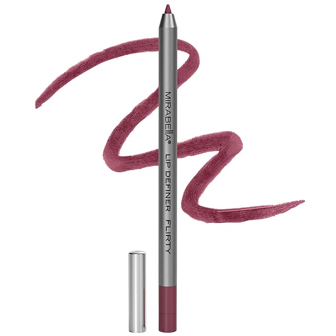 Mirabella Line & Define Lip Definer Lip Pencil, Smoothing & Moisturizing Retractable Lip Liner with Long-Lasting & Ultra-Creamy Formula, Antioxidants Vitamin C & E, & Built-In Sharpener - Flirty