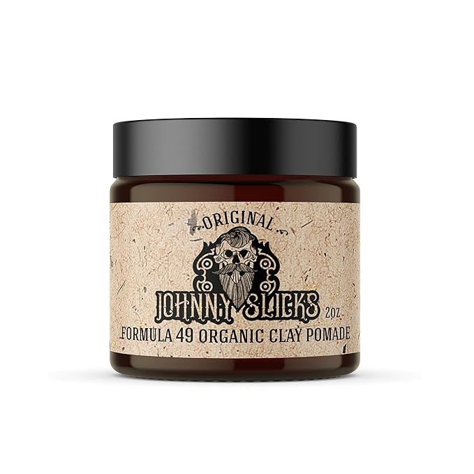 Johnny Slicks Formula 49 Clay All Organic Pomade | Firm Hold & Matte Finish (Promotes Healthy Hair Growth, Helps Hydrate Dry Skin), (2 ounce, Original)