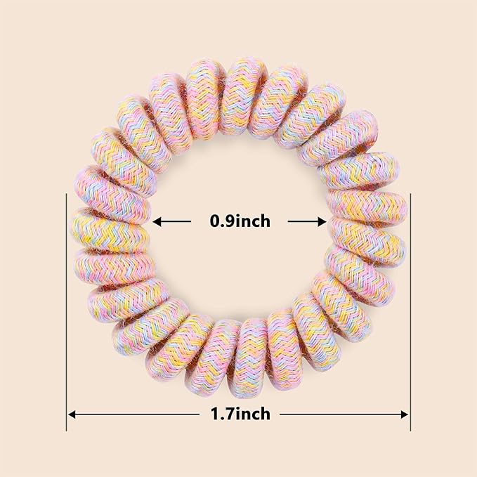14 Pcs Women Ponytail Braid Hair Elastic No Crease Spiral Hair Ties, Girls Multi-color Waterproof Coil Hair Accessories (Medium Hair Ties)