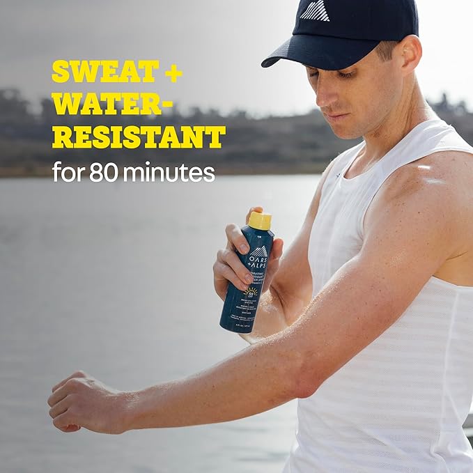 Oars + Alps Sunscreen Spray for Face & Body Spray Sunscreen Infused with Vitamin C & Antioxidants, No White Residue, Water & Sweat Resistant, All Skin Types, Lightweight, Hydrating, SPF 50, 6 Oz, 1pk