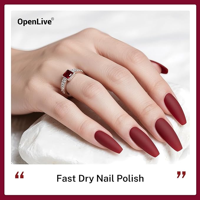 16.5ml Dark Red Nail Polish Large Volume Quick Dry Nail Polish, Long Lasting Shine, Fingernail Toenail Nail Art DIY Home Travel Nail Art Gift
