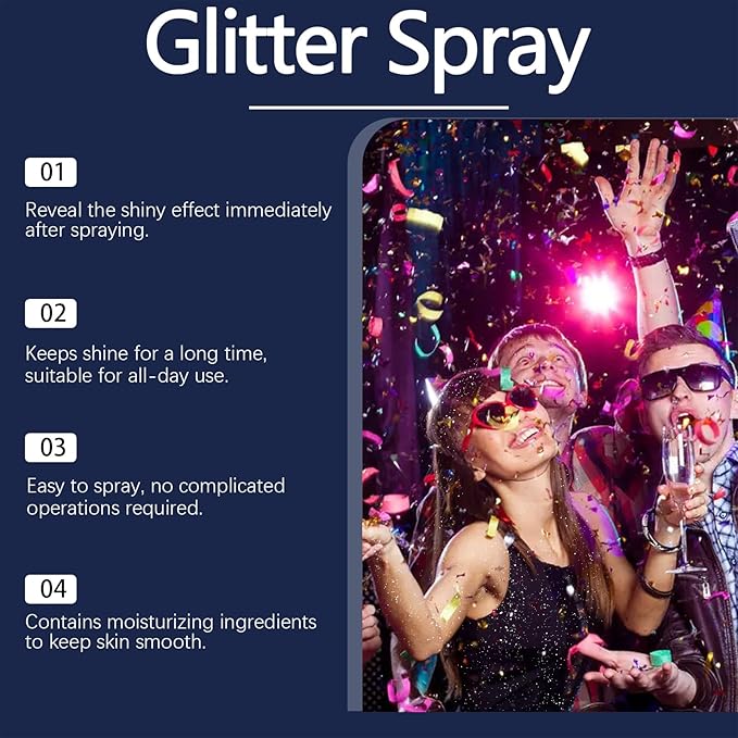 Body Glitter Spray, Perfect Body Glitter for Music Festival Stage Makeup and Festival Rave Highlighter Makeup. (1 Pcs)