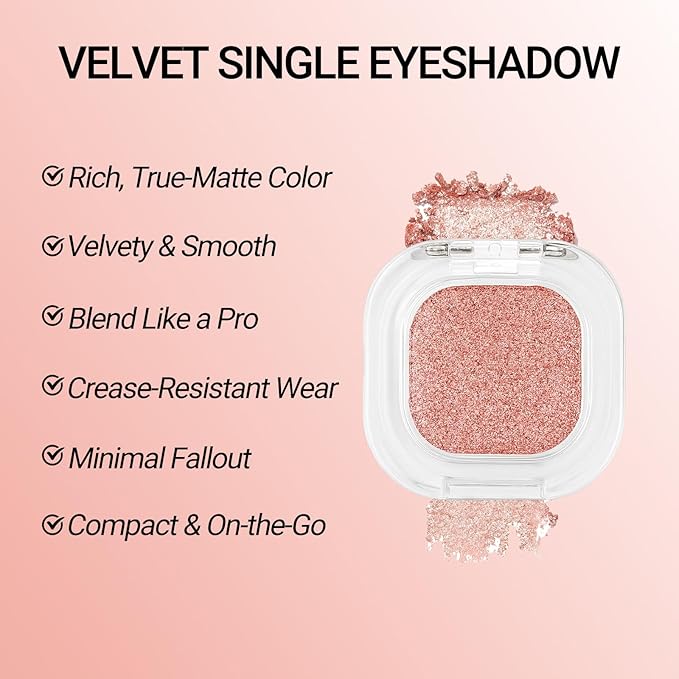 Erinde Champagne Rose Gold Single Eyeshadow Palette, Shimmer Cream Eye Shadow for Women, Blendable Long-Lasting Waterproof Eye Makeup Palette, High Pigment Powder Sombra De Ojos, 03 Rosy Champagne