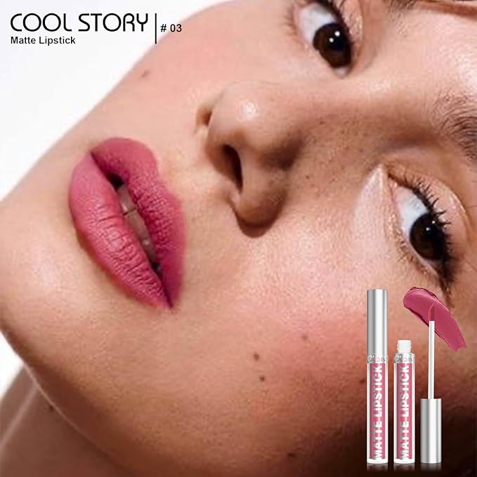 COOL STORY Matte Lip Stain Tint Highly Pigmented Color Long-Lasting Waterproof Berry Kiss (03)