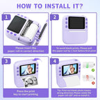 Instant Print Camera for Kids, Christmas Birthday Gifts for Girls Boys, 1080P Instant Digital Print Cameras for Toddler,Portable Toy for 4 5 6 7 8 9 10 Year Old Girl with 32GB SD Card，Purple
