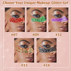 Boko 50ML Body Glitter Gel, Red Chunky Glitter Gel for Face Hair Body Love Heart Makeup, Mermaid Face Glitter Sequins for Festival Music Concert Party Event Rave Accessories