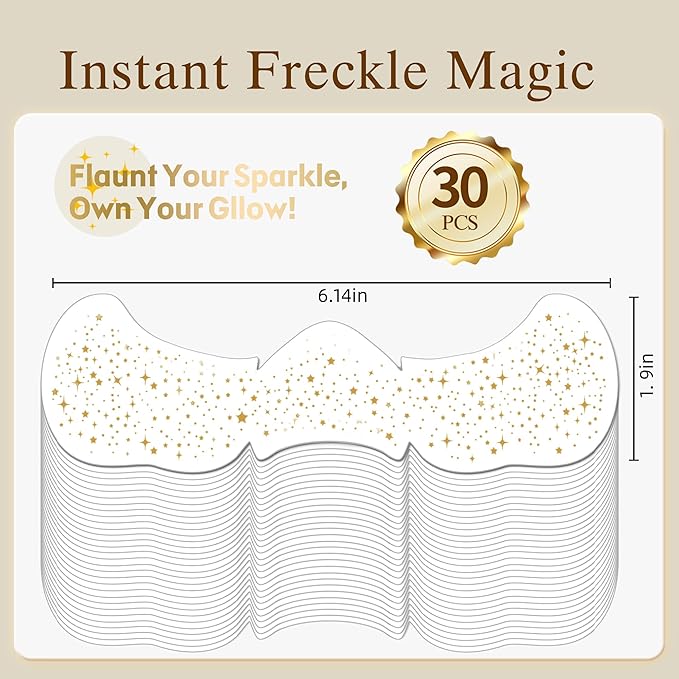 Glitter Freckles Face Tattoo, 30PCS Gold Body Glitter Temporary Tattoos Sparkle Patches for Women, Waterproof Fake Freckles,Festival Rave Outfits Festival Decorations (Gold)