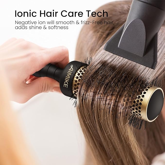AIMIKE Round Brush for Blow Out, Medium Round Hair Brush with Nano Thermal Ceramic Tech, Quick Blow Drying & Styling, Volumizing Blowout Brushes for Women Medium Hair, 1.7 in Barrel (Not-electric)
