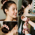 Silk Scrunchies for Women, 100% Mulberry Silk Hair Ties No Damage, Gentle No-Pull Elastic Ponytail Holders, 1Pc (Rose Gold)