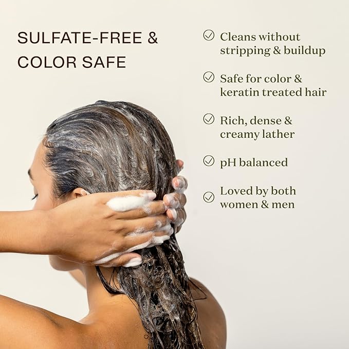 Non Toxic Vegan Shampoo with Organic Ingredients, Apple Cider Vinegar & Tea Tree Oil - Sulfate Free, Color Safe, Paraben Free, Gluten Free, Cruelty Free, pH Balanced (2-Pack)