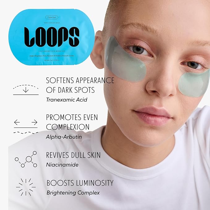 LOOPS Hyper Smooth Eye Hydrogel Eye Mask - 5 Pc, Hydrate, Nourish and Help Reduce Dark Circles for Refreshed Eyes - Reduces Signs of Puffiness and Fortify Your Eyes - Gifts for Women, Stocking Stuffer