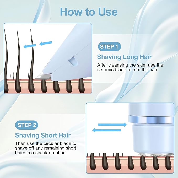 2025 New Bikini Trimmer for Women, 2 in 1 Dual Head Body Bikini Shaver, Ultra Low Silent, Painless & Cordless Hair Removal for Body , IPX7 Waterproof & Easy Cleaning for Shower & Travel (Blue)