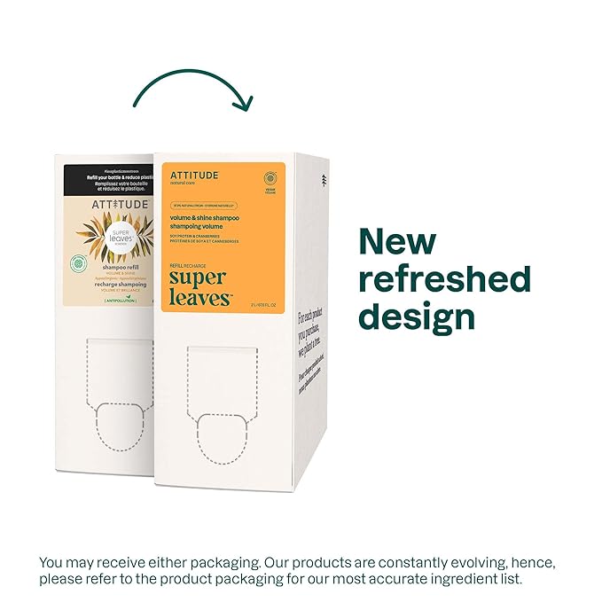 ATTITUDE Volume and Shine Hair Shampoo, EWG Verified, For Thin Hair, Naturally Derived Ingredients, Vegan and Plant Based, Soy Protein and Cranberries, Bulk Refill, 67.6 Fl Oz