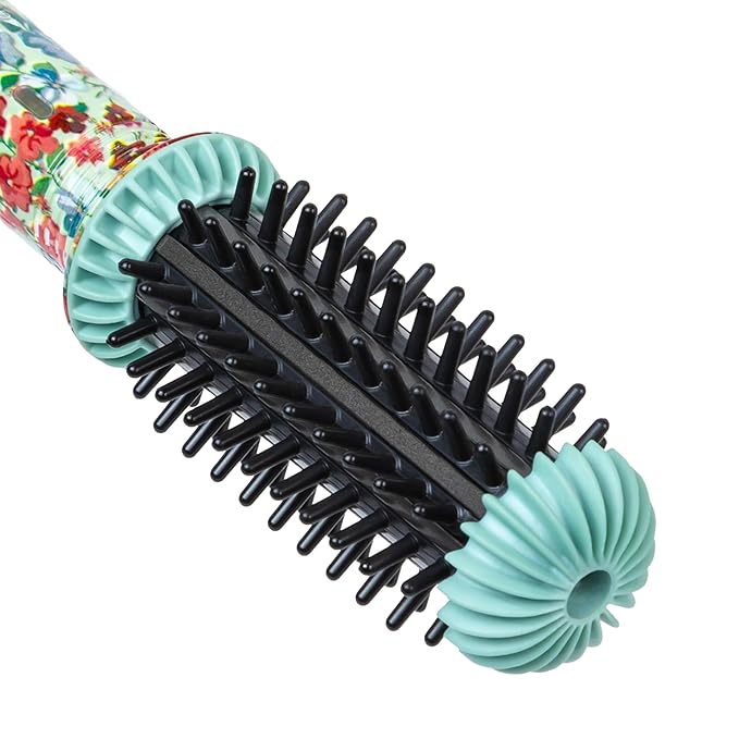 CALISTA GoGo Mini Heated Round Brush | Curl, Touch-Up, De-Frizz, and Style Hair with the Mini 7” Styling Tool | Heats to 365°F | Perfectly Designed Travel Tool | Dual Voltage (Retro Floral)