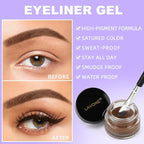 LAVONE Eyeliner Set - Waterproof Makeup Kit with Liquid Eye Liner Pencil, Gel Eyeliner and Angled Eye Liner Brush, Waterproof, Smudge Resistant, Long Lasting Formula - Light Brown