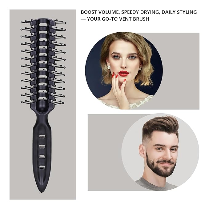 PERFEHAIR Vented Hair Brush - Quick Blow Drying, Lightweight, Detangles & Styles, Ideal for Men, Women with Fine & Medium-Length Hair, Perfect for Travel & Daily Use