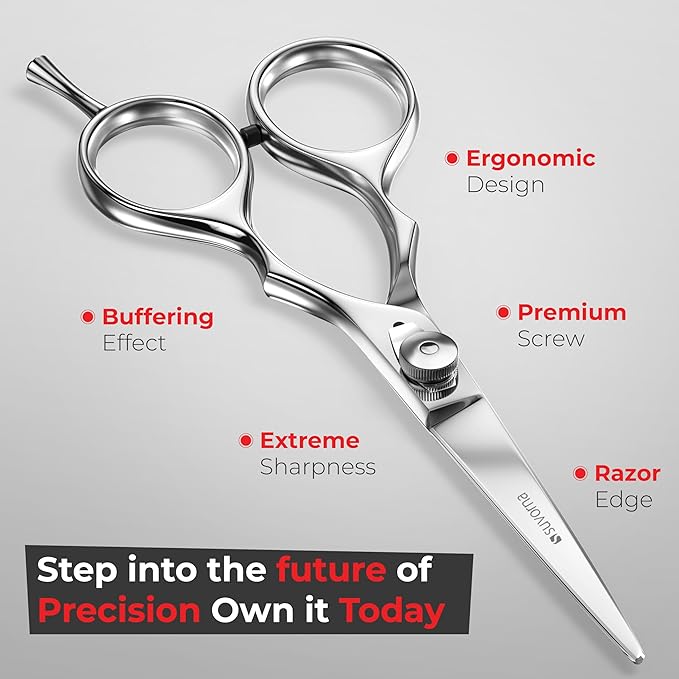 Suvorna Hair Scissors Professional - Barber Shears for Hair Cutting - Extremely Sharp Razor Edge Hair Cutting Scissors to Cut Hair - 6.5" Japanese Stainless Steel Hair Shears for Women and Men