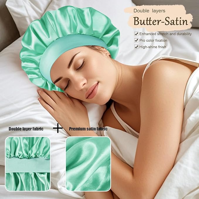 Satin Silk Bonnet for Sleeping, Soft Satin Lined Hair Bonnet for Women, Double Layer Sleep Nightcap