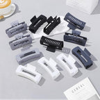 12 Pcs Large Hair Clips for Women, 4.2 Inch Square Claw Clips, Colorful Hair Claw Clips for Thick and Thin Hair, Bulk Hair Accessories for Women and Girls - Grey