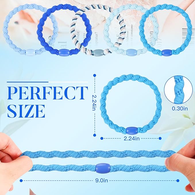 Hair Ties No Damage - 10PCS Ponytail Holders - Elastic Hair Ties for Thick Hair - Braided Hair Bands for Women Girls's Hair (21.Blue Sky2)
