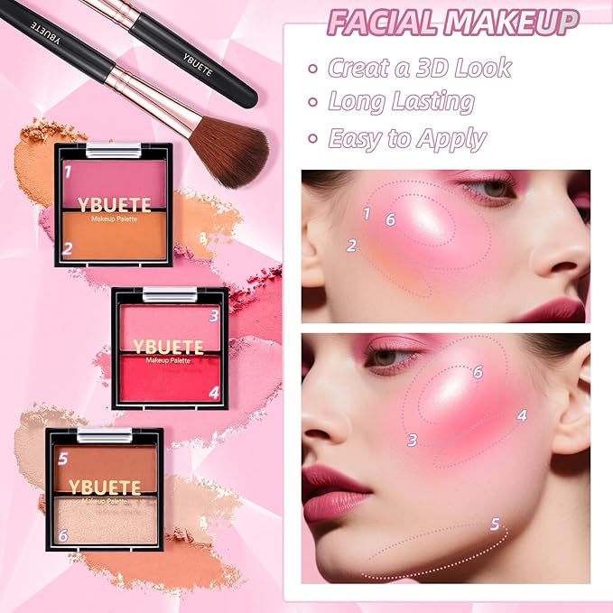 Professional Makeup Kit for Girl Women, Full Starter Cosmetic Set with Storage Case, Reusable Full Cosmetic Train Case Included Foundation Eyeshadow Blush Lipstick Lip Liner Mascara Eyeliner