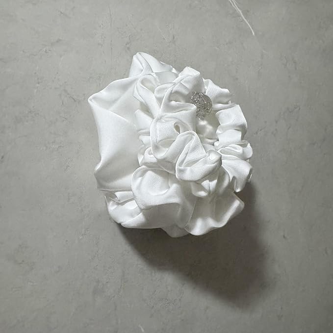 3 Pieces Satin Scrunchies Set for Hair No Crease Elastic Hair Ties for Women and Girls (White)