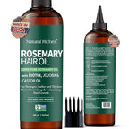 Natural Riches 100% Pure Premium Rosemary Oil For Hair Growth Infused With Biotin & Vitamin E Jojoba & Castor Oil Hair Strengthening Treatment | Nourishing & Volumizing | Non GMO Verified 8 Fl oz.