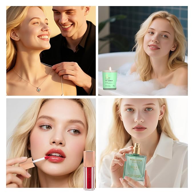 Christmas Gifts for Women, 33 Pcs Tea Tree Collagen Face Sheet Mask, Skin Care Gift, Self Care Kit Spa Gift Baskets, Necklace, Lip Gloss, Bath and Body Set, Face Serum, Mother Day, Birthday Present