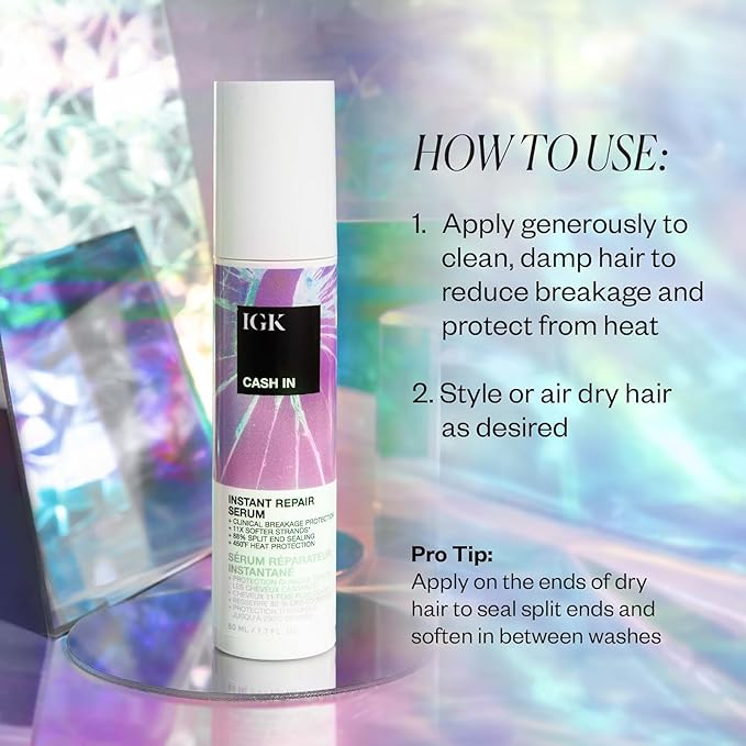 IGK Expensive Clear Gloss Top Coat + Cash In Instant Repair Serum | Vegan + Cruelty Free | 4.2 oz + 1.7 oz (Pack of 2)