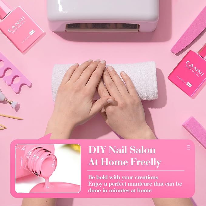 CANNI 6 Colors 9 ML Hema-Free Pink Gel Nail Polish Set, Hot Pink Purple Gel Polish Kit Light Baby Neon Colors, Soak Off LED Manicure Kit DIY at Home Salon Gifts