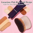 75MM Extra Large Self Tanner Kabuki Makeup Brush – Ultra Soft Dense Vegan Bristles for Body Makeup, Bronzer & Foundation–Applies Tanning Mousse, Lotion & Self Tanner–Khaki, Wet & Dry