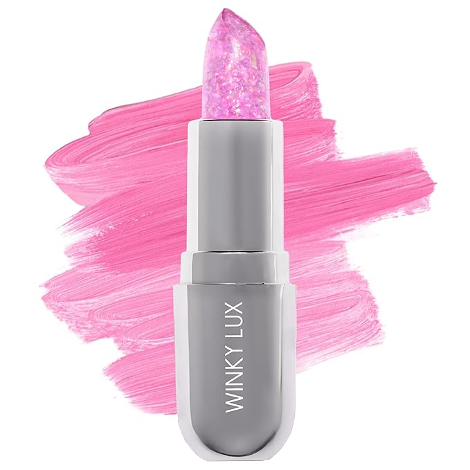 Winky Lux Lavender Glitter Confetti Balm - Hydrating ph Lip Balm, Natural Pink Tint with pH Color Changing, Moisturize & Soften Lips While Leaving Sheer Pink Tint, with Vanilla Scent