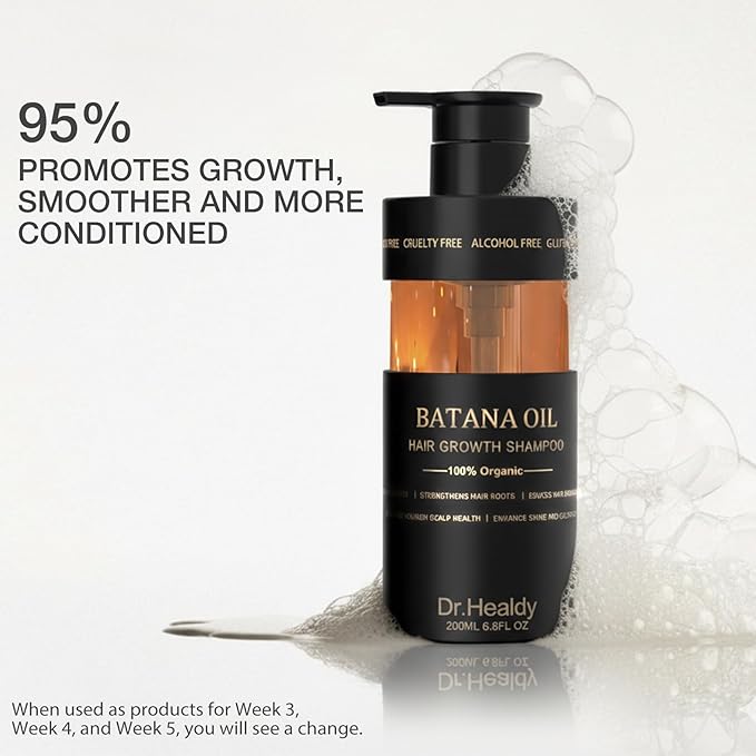 Dr.Healdy Anti-Thinning Batana Oil Shampoo & Deep Moisturizing Conditioner Set (6.8oz x2) Natural herbal Scent,Clarifying Hair Care,Hair Thickening Product, Women & Men