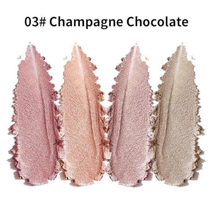 4-Color Eyeshadow Palette, Matte & Shimmer Neutrals, Highly Pigmented & Blendable, Everyday Natural Makeup, Travel-Friendly Compact, Champagne & Chocolate Brown