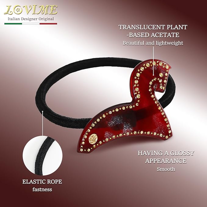 2026 Original Italian Designed Christmas Hair Tie for Women, Plant-Based Acetate Ponytail Holders for Girls, Handmade Christmas Hair Elastic Band With Gift Box-Steed Whisper